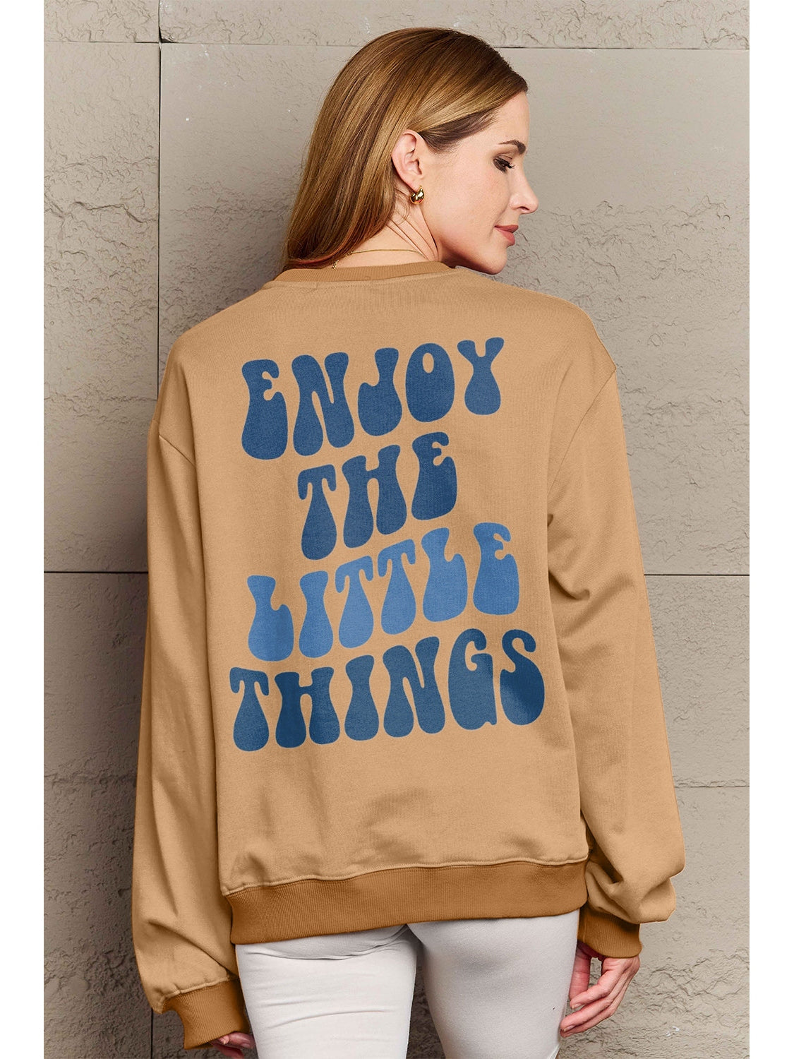 Women Simply Love Full Size Enjoy The Little Things Round Neck Sweatshirt nicholesgifts