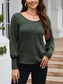 Ribbed Round Neck Lantern Sleeve Knit Top nicholesgifts