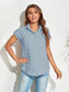 Women Swiss Dot Button Up Cap Sleeve Shirt nicholesgifts