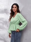 V-Neck Balloon Sleeve Peplum Blouse nicholesgifts