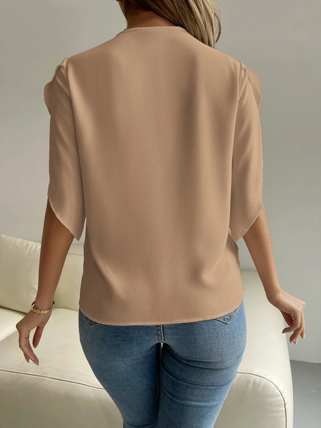 V-Neck Short Sleeve Blouse nicholesgifts