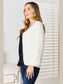 Angel Wings Woven Right Contrast Button-Front V-Neck Cardigan nicholesgifts