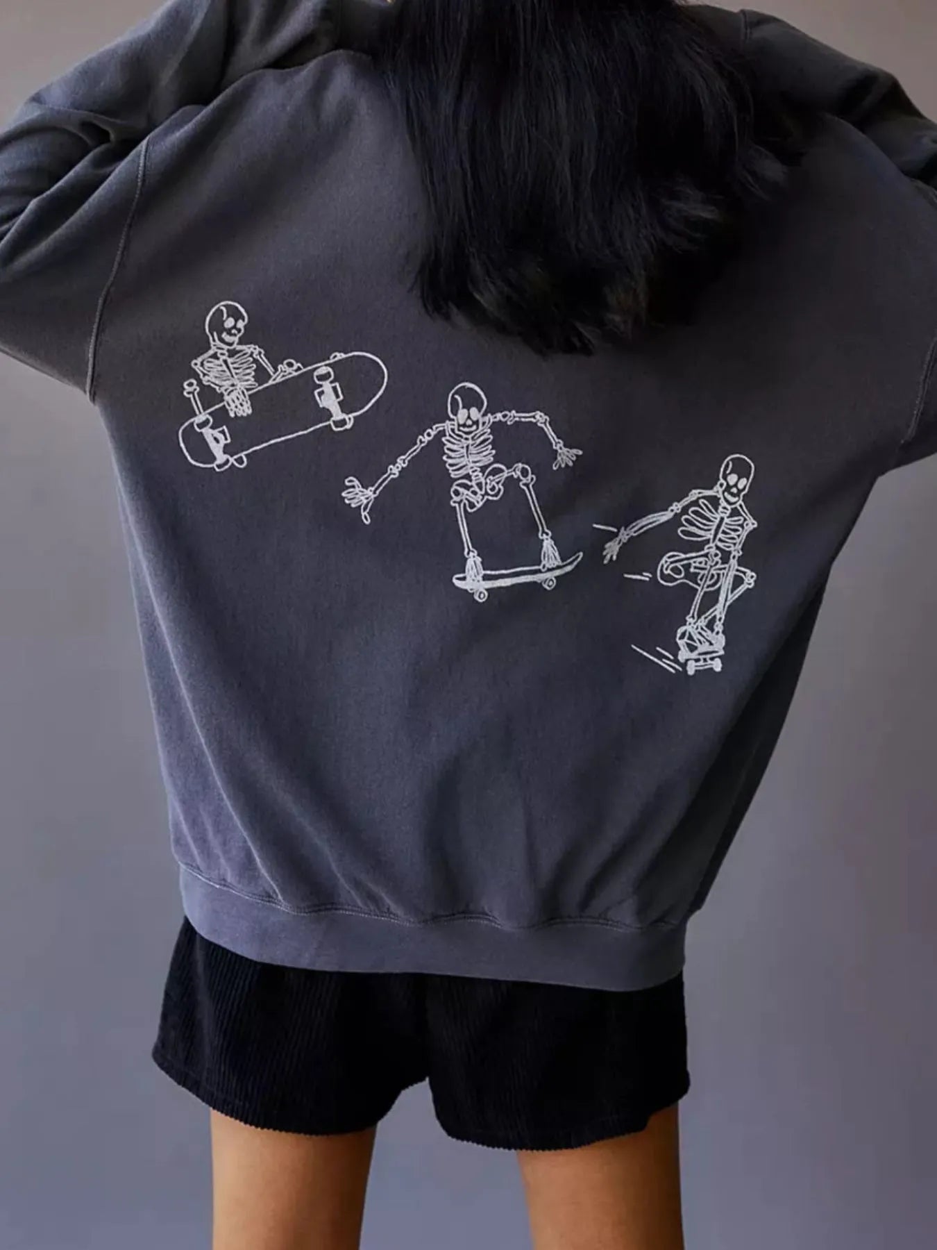 Skeleton Graphic Oversized Sweatshirt Trendsi
