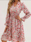 Floral Print Flounce Sleeve Ruffle Hem Dress nicholesgifts
