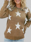 Star Pattern Round Neck Pullover Sweater nicholesgifts