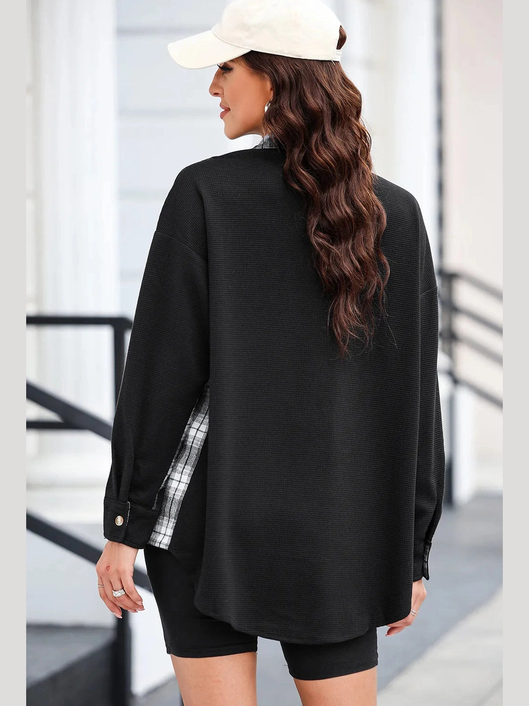 Plaid Button Down Collared Jacket nicholesgifts