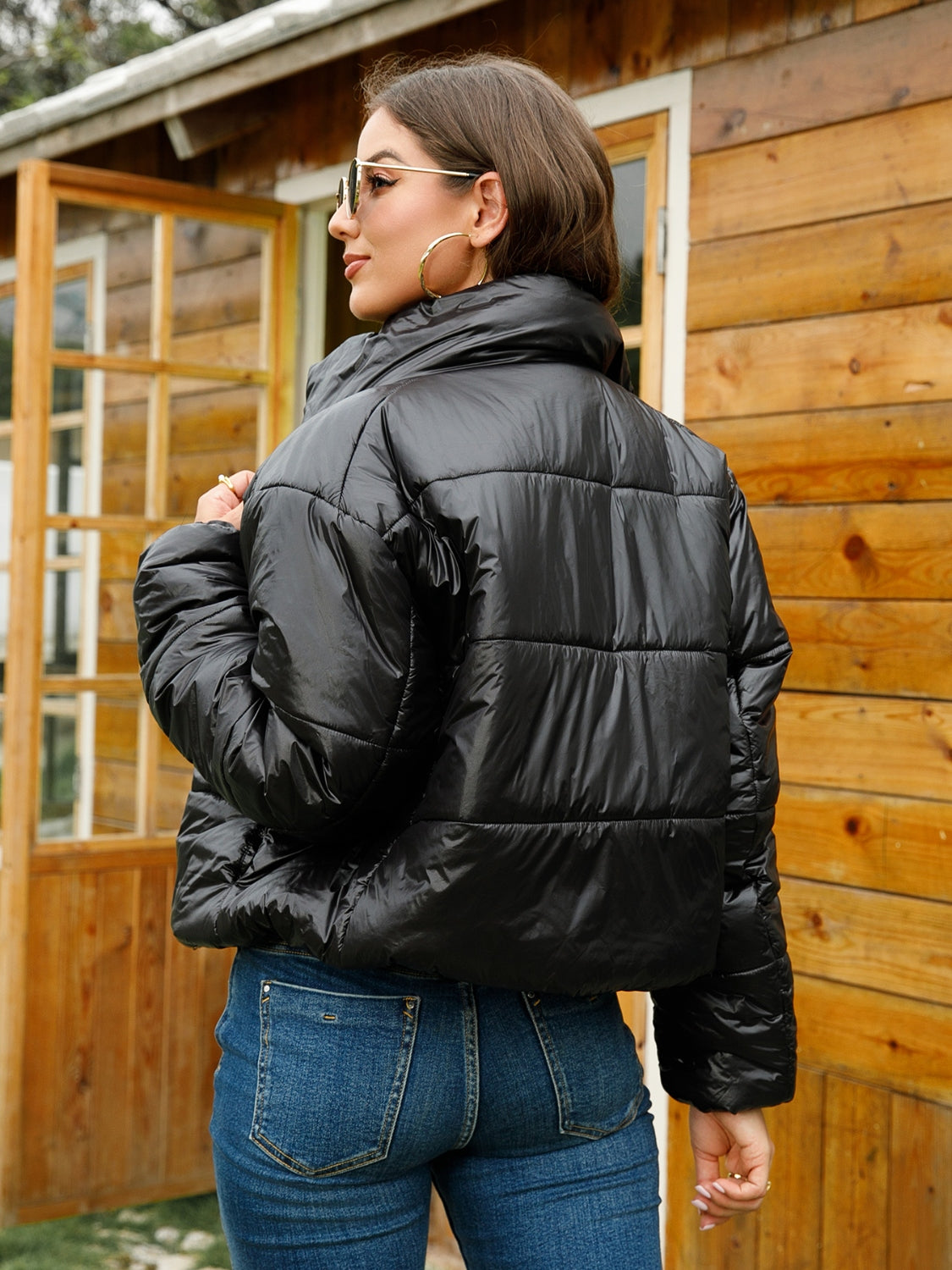 Zip-Up High Neck Puffer Jacket nicholesgifts