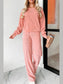 Round Neck Long Sleeve Top and Pants Set nicholesgifts