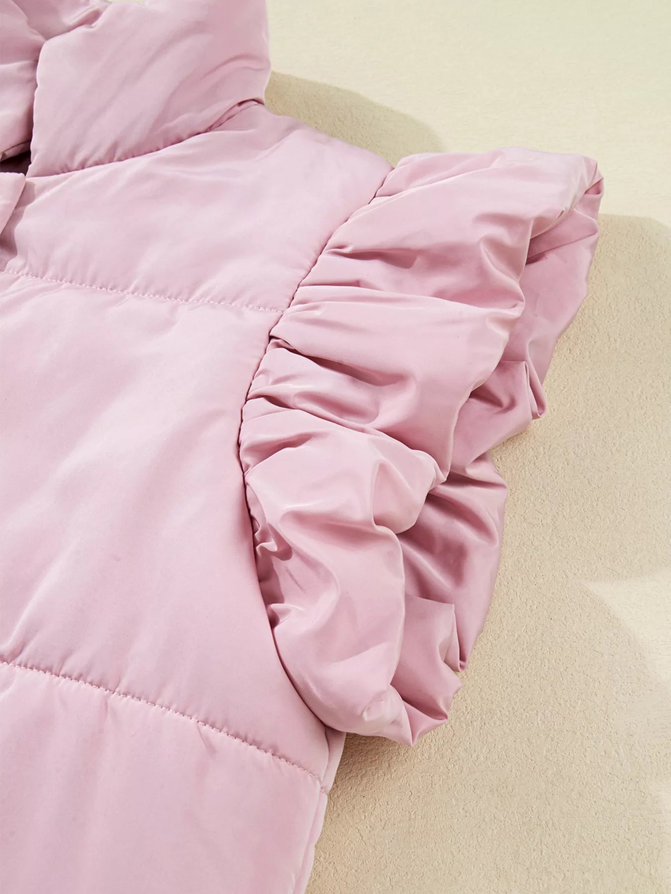 Stand Neck Flutter Sleeve Snap Button Puffer Vest nicholesgifts