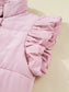 Stand Neck Flutter Sleeve Snap Button Puffer Vest nicholesgifts