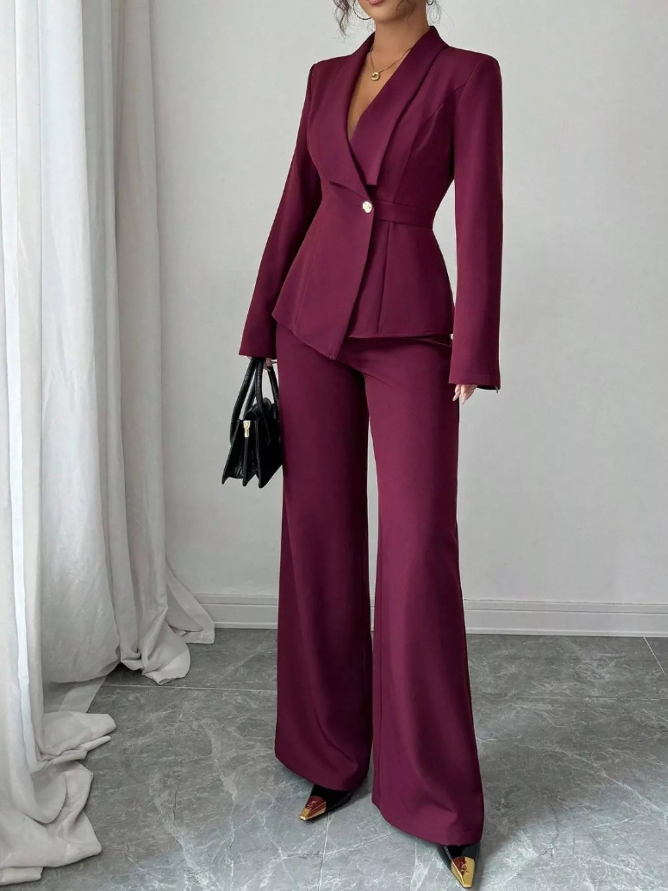 One Button Blazer and Pants Set nicholesgifts