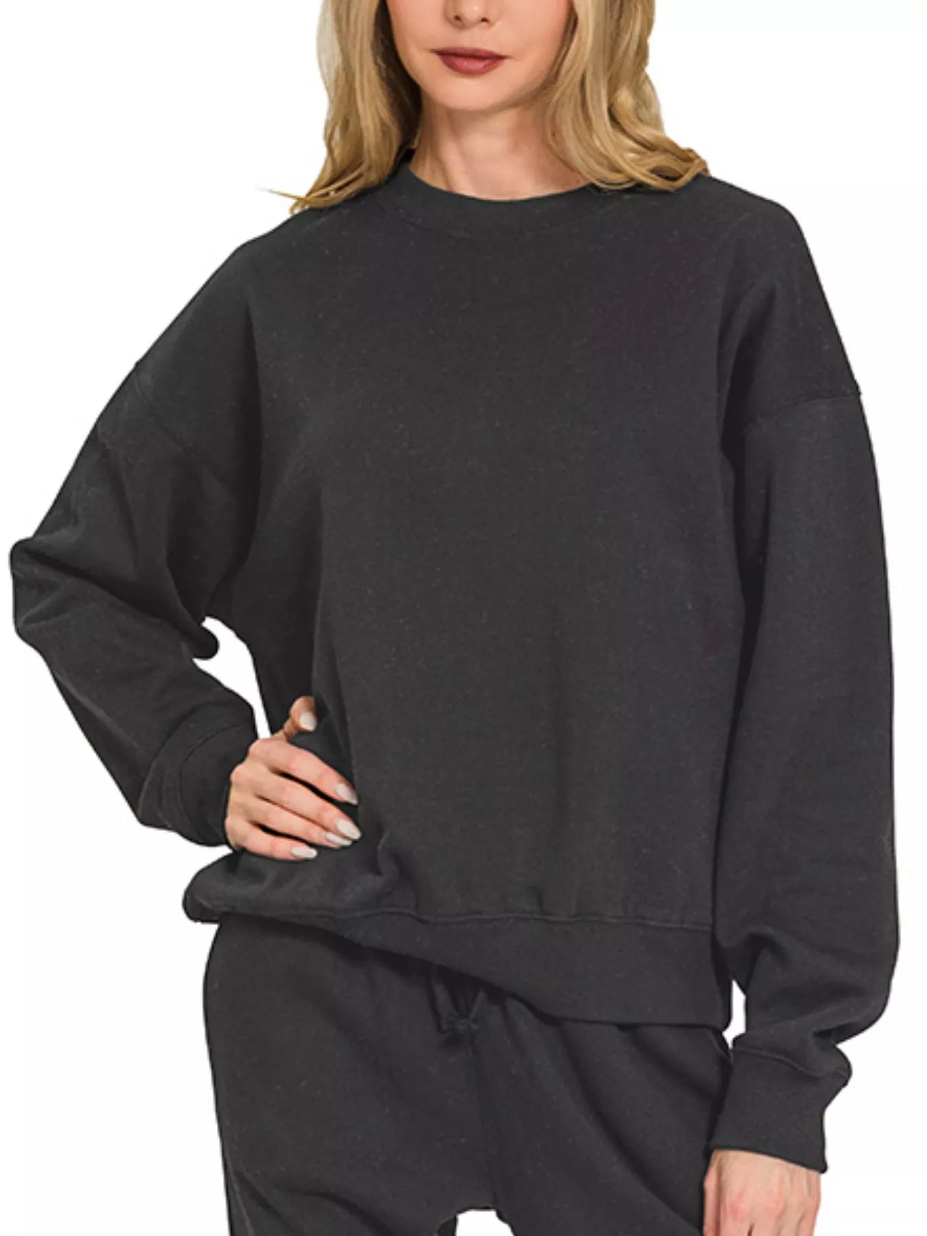Zenana Fleece Long Sleeve Pullover & Jogger Set Trendsi