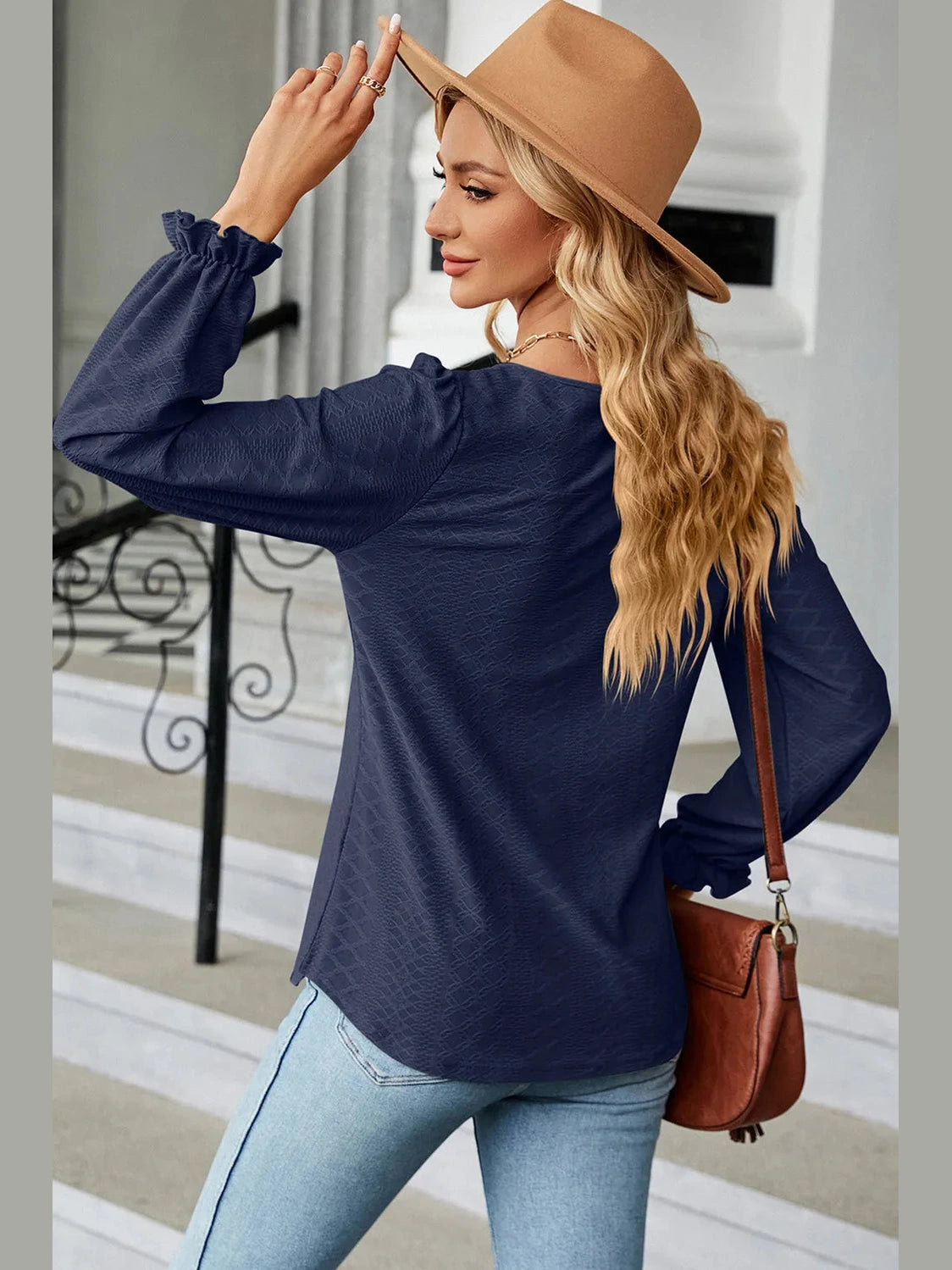 Round Neck Flounce Sleeve T-Shirt NicholesGifts