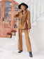 Lace Detail Collared Neck Top and Pants Set nicholesgifts