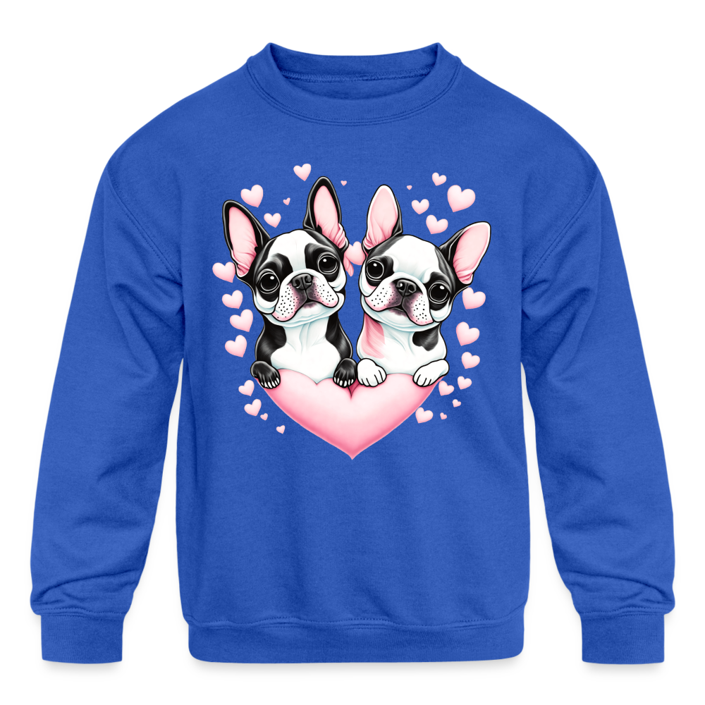 Girls Pug Dogs with Hearts Long Sleeve Crewneck Sweatshirt NicholesGifts