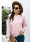 Women Horizontal Stripe Raglan Sleeve Hoodie nicholesgifts
