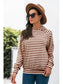 Women Horizontal Stripe Raglan Sleeve Hoodie nicholesgifts