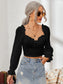 Mesh Sweetheart Neck Flounce Sleeve Top nicholesgifts