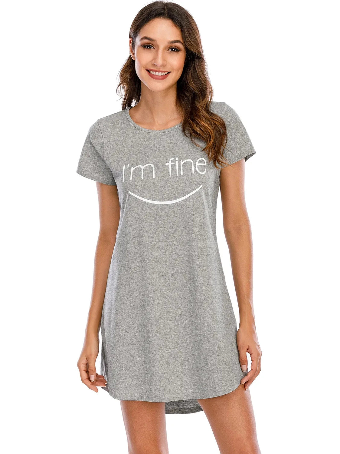Graphic Round Neck Short Sleeve Lounge Dress nicholesgifts