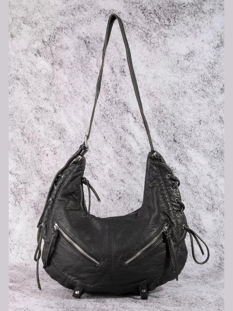 Fame Larger Leather Crescent Shoulder Bag nicholesgifts