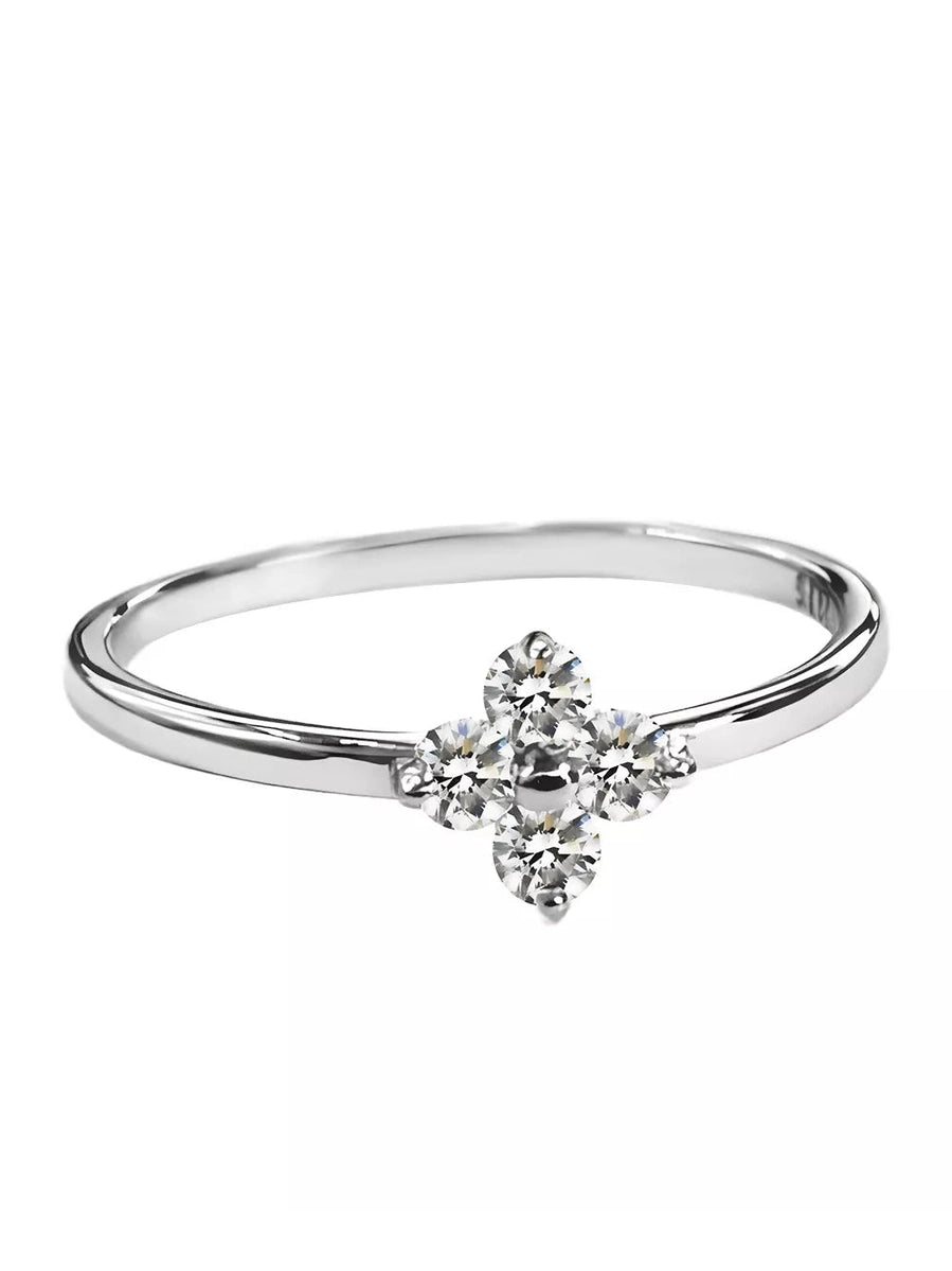 925 Sterling Silver Four-Leaf Clover Ring Trendsi