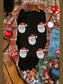 Women Sequin Santa Round Neck Short Sleeve T-Shirt nicholesgifts