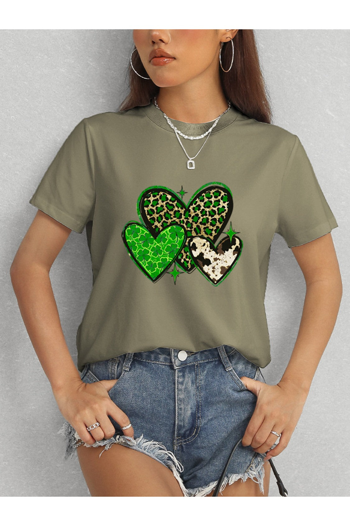 Heart Round Neck Short Sleeve T-Shirt NicholesGifts