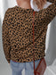 Leopard Print Quarter Zip Sweatshirt Trendsi
