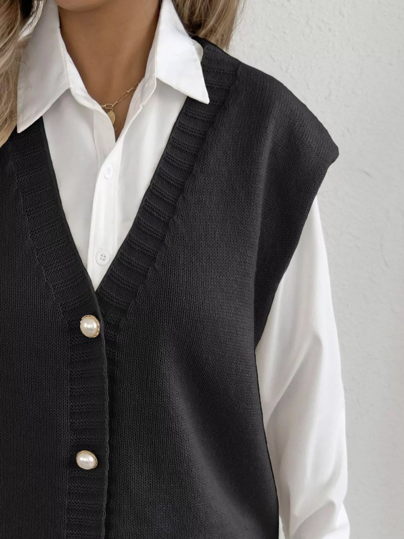 Button-Down Button Up Sweater Vest nicholesgifts