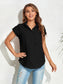 Women Swiss Dot Button Up Cap Sleeve Shirt nicholesgifts