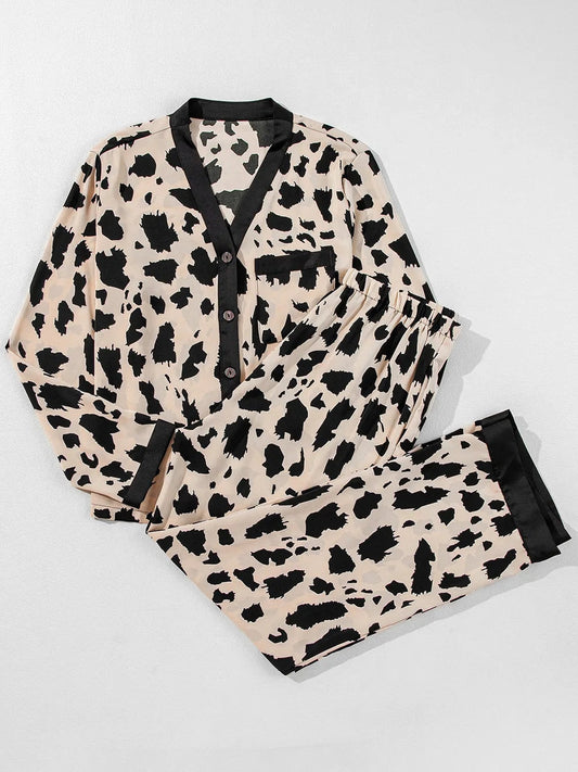 Button Up Long Sleeve Top and Pants Lounge Set nicholesgifts