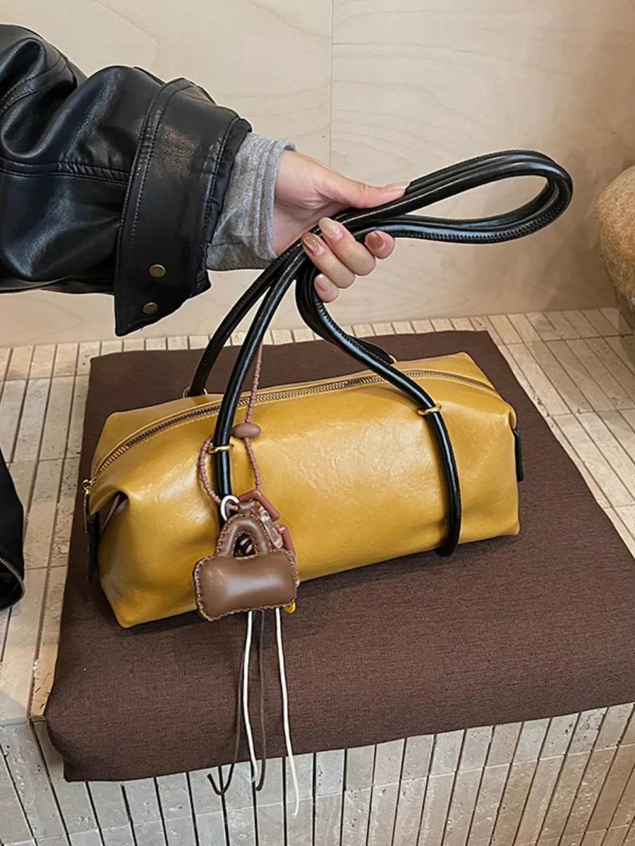 Leather Shoulder Bag with Charm nicholesgifts