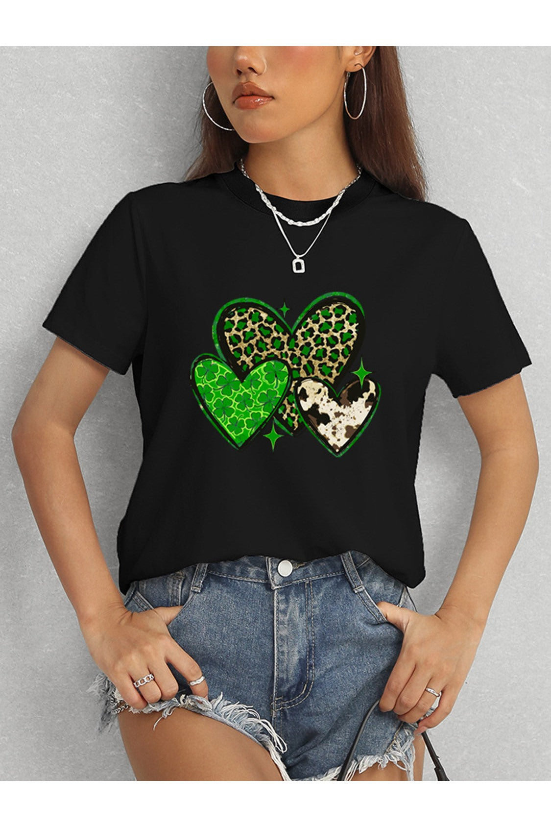 Heart Round Neck Short Sleeve T-Shirt NicholesGifts