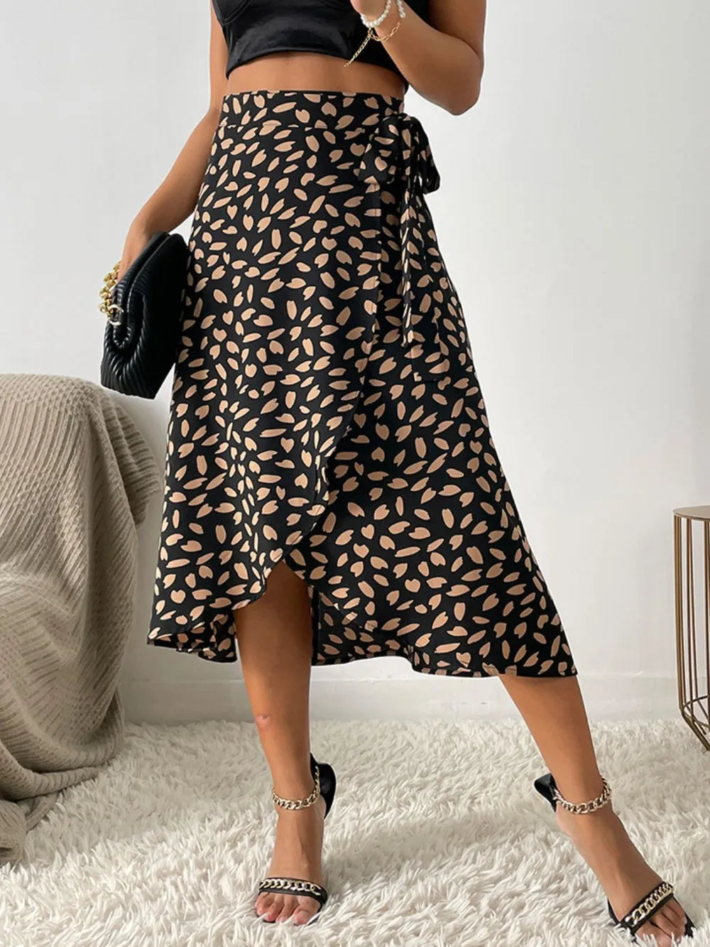 Tied Slit Printed Skirt nicholesgifts