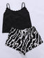 Plus Size Lace Trim Scoop Neck Cami and Printed Shorts Pajama Set nicholesgifts