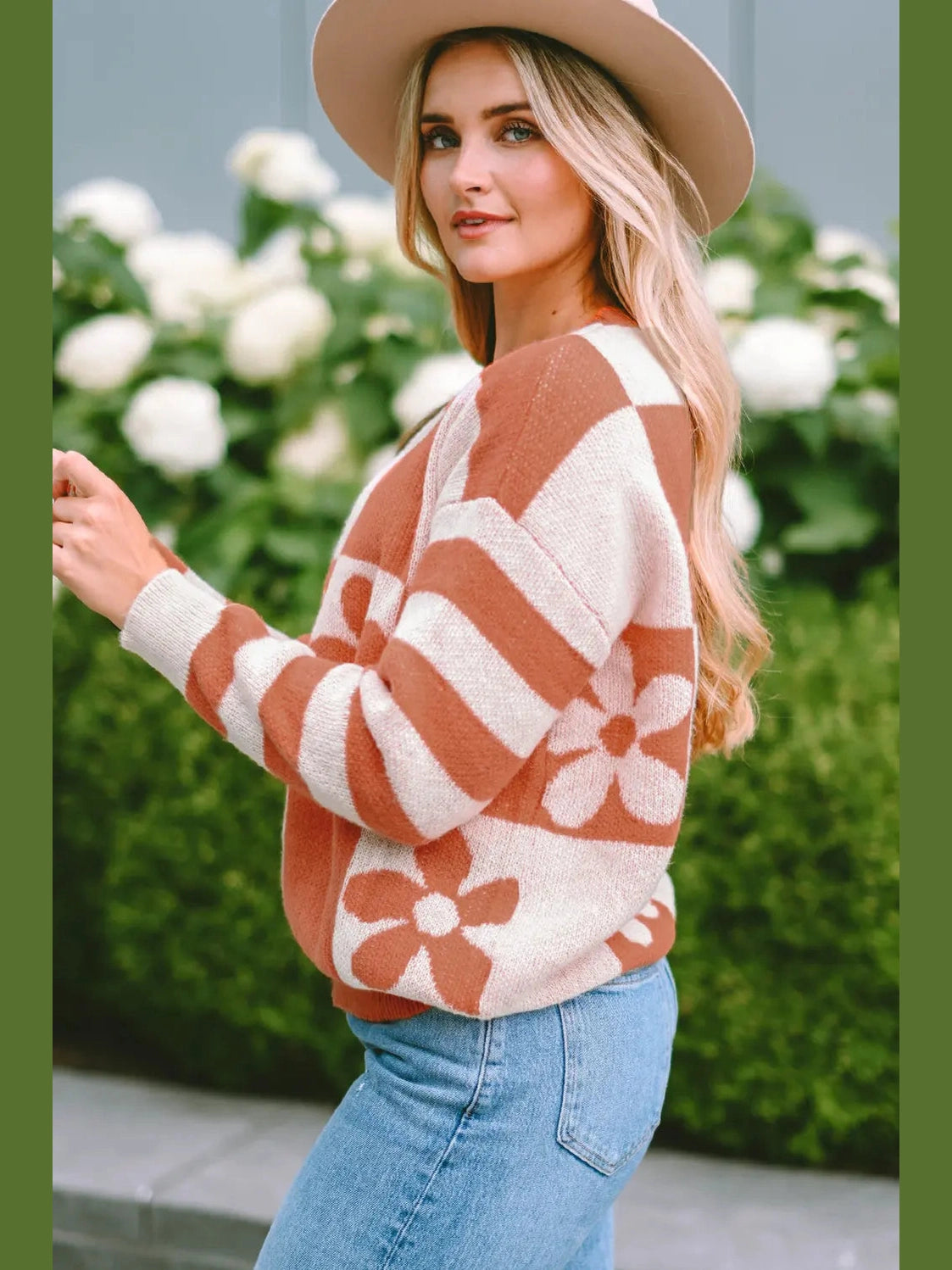 Contrast Round Neck Long Sleeve Sweater Trendsi