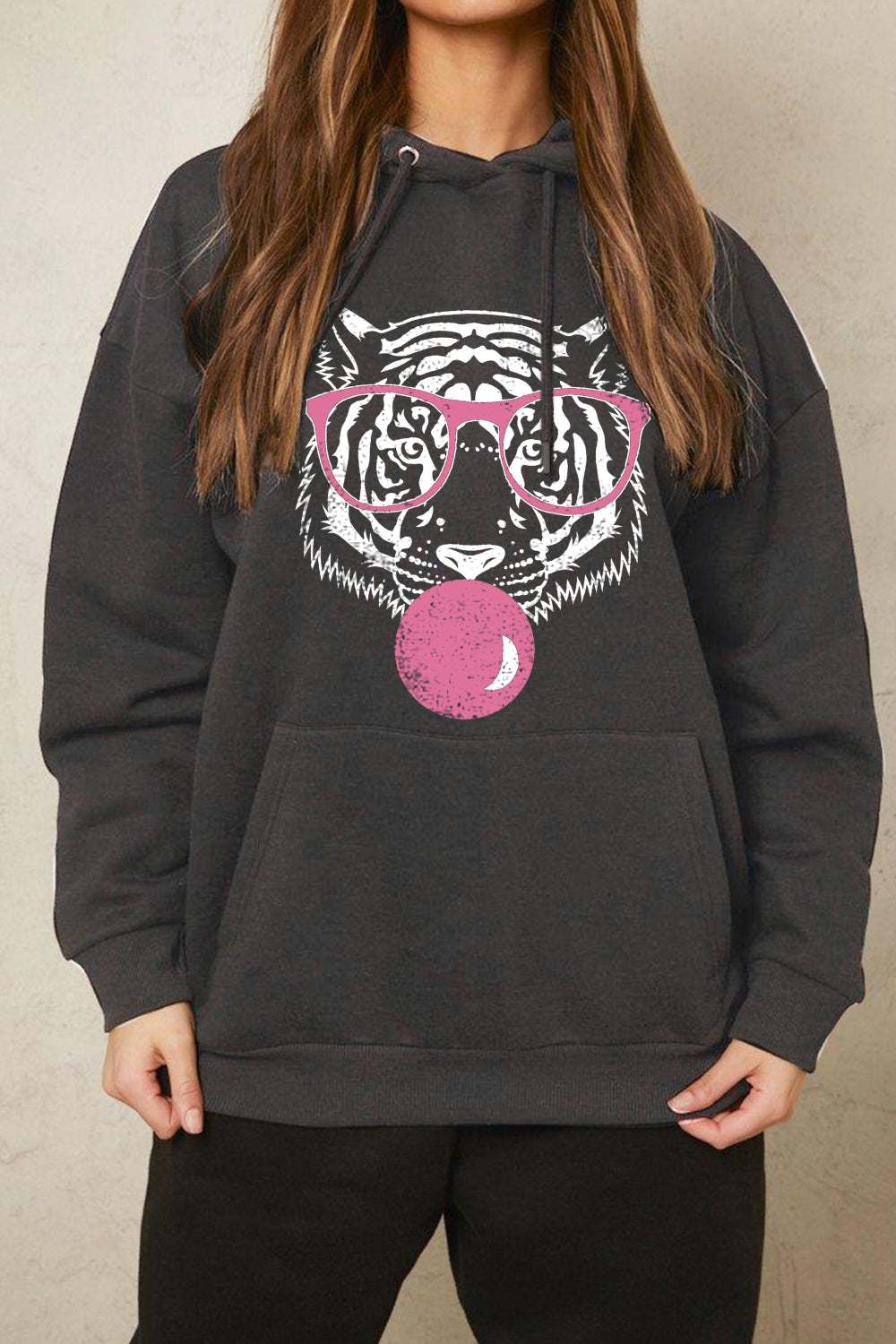 Simply Love Simply Love Full Size Dropped Shoulder Tiger Graphic Hoodie Trendsi