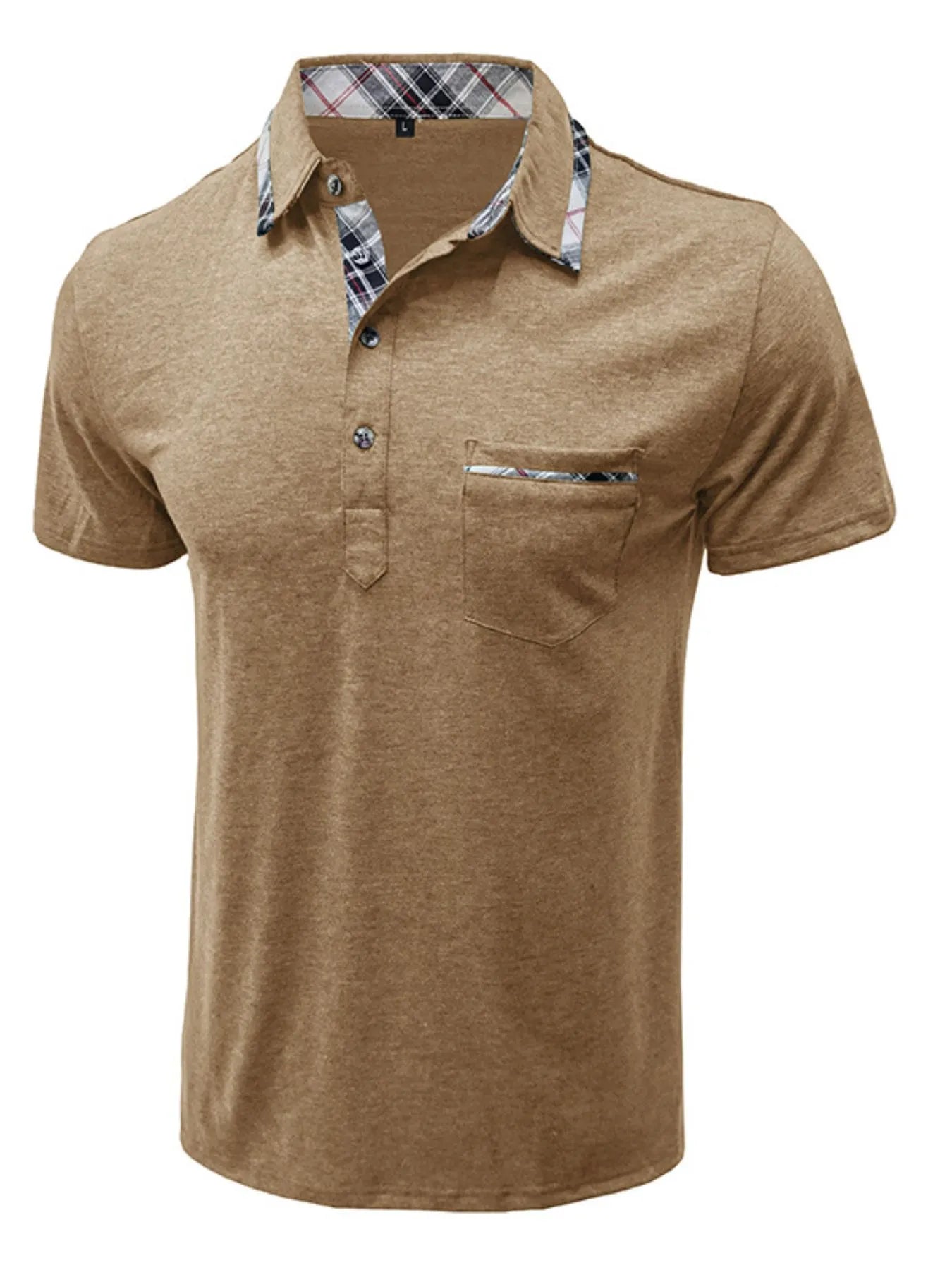 Men's Full Size Classic Plaid Collar Cotton Polo Shirt Plus Size NicholesGifts