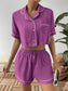 Ivy Lane Contrast Lapel Collar Cropped Shirt and Shorts Lounge Set nicholesgifts