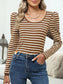 Striped Round Neck Long Sleeve T-Shirt nicholesgifts