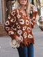 Leopard Frayed Hem Long Sleeve Sweater nicholesgifts