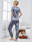 Satin Short Sleeve Crop Top and Joggers Lounge Set nicholesgifts