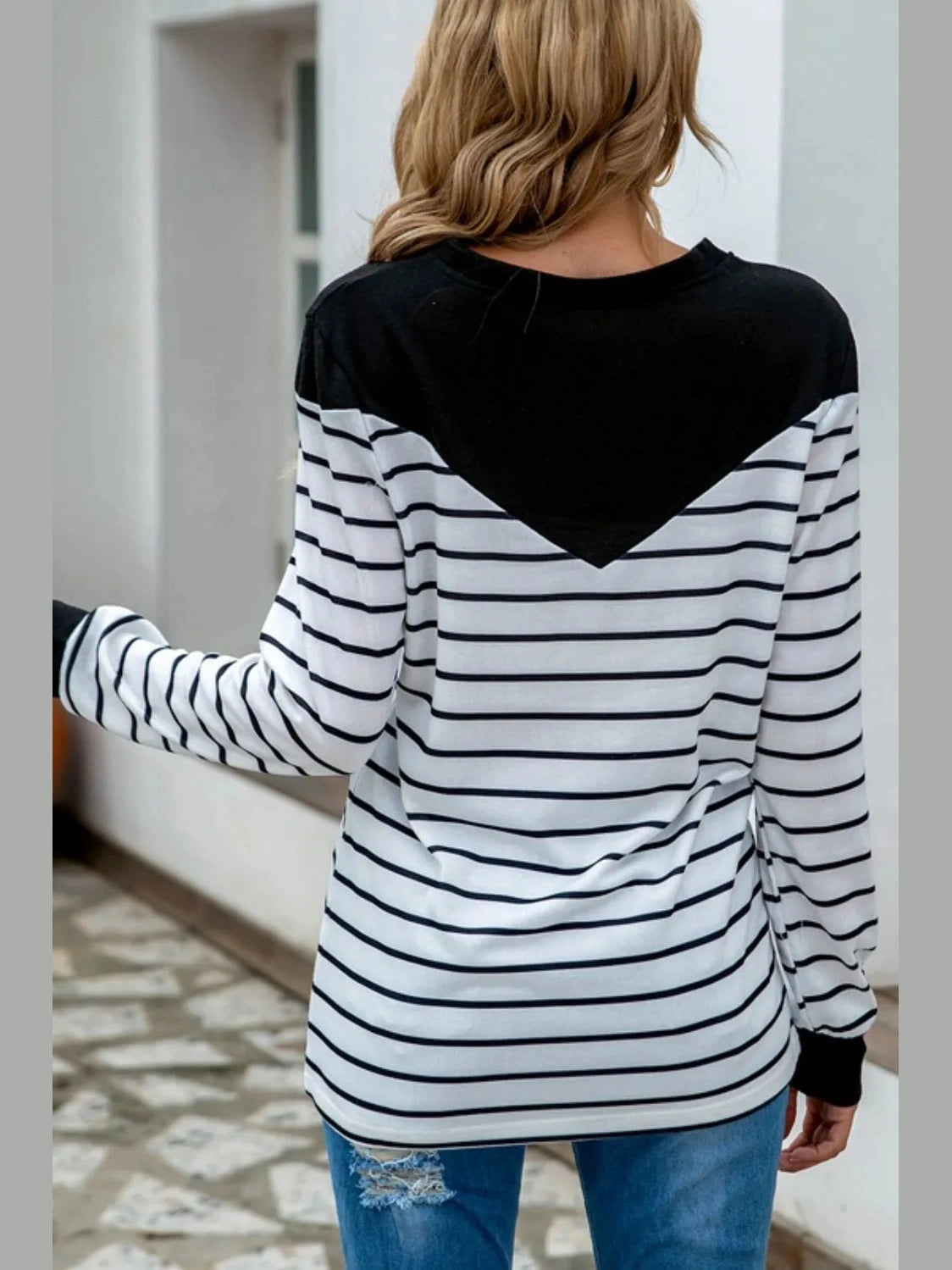 Striped Round Neck Long Sleeve T-Shirt NicholesGifts