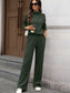 Ribbed Turtleneck Dropped Shoulder Top and Pants Sweater Set nicholesgifts