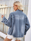Pearl Trim Raw Hem Denim Jacket nicholesgifts