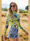 Printed Mock Neck Long Sleeve Blouse nicholesgifts