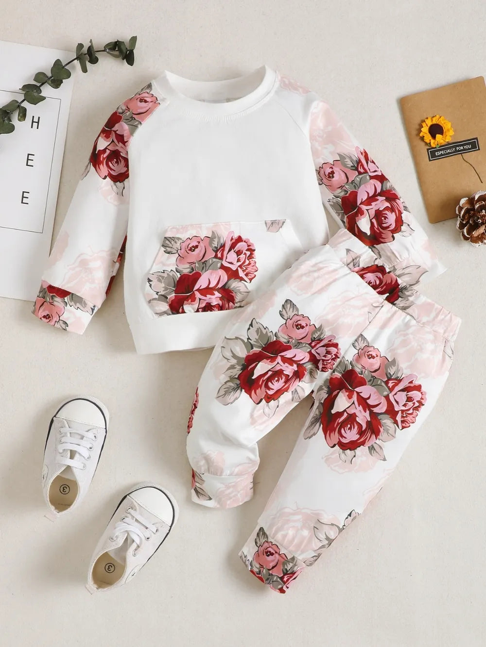 Children's Floral Top and Pants Set Trendsi