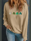 Embroidered Clover Pattern Round Neck Sweatshirt Trendsi