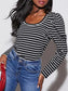 Striped Round Neck Long Sleeve T-Shirt nicholesgifts