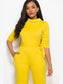 Mock Neck Tie-Waist Half Sleeve Jumpsuit nicholesgifts